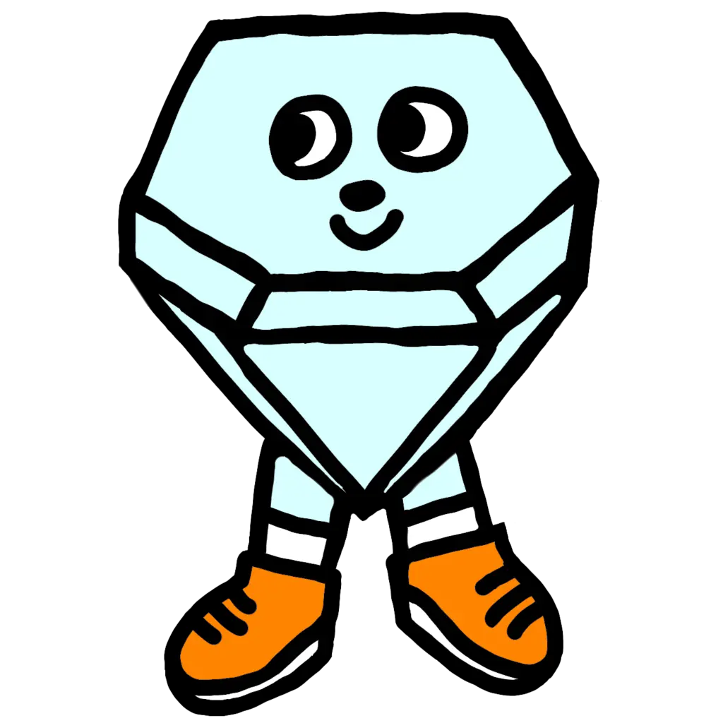 Gemie Diamond-shaped character representing emerging talent with raw potential.